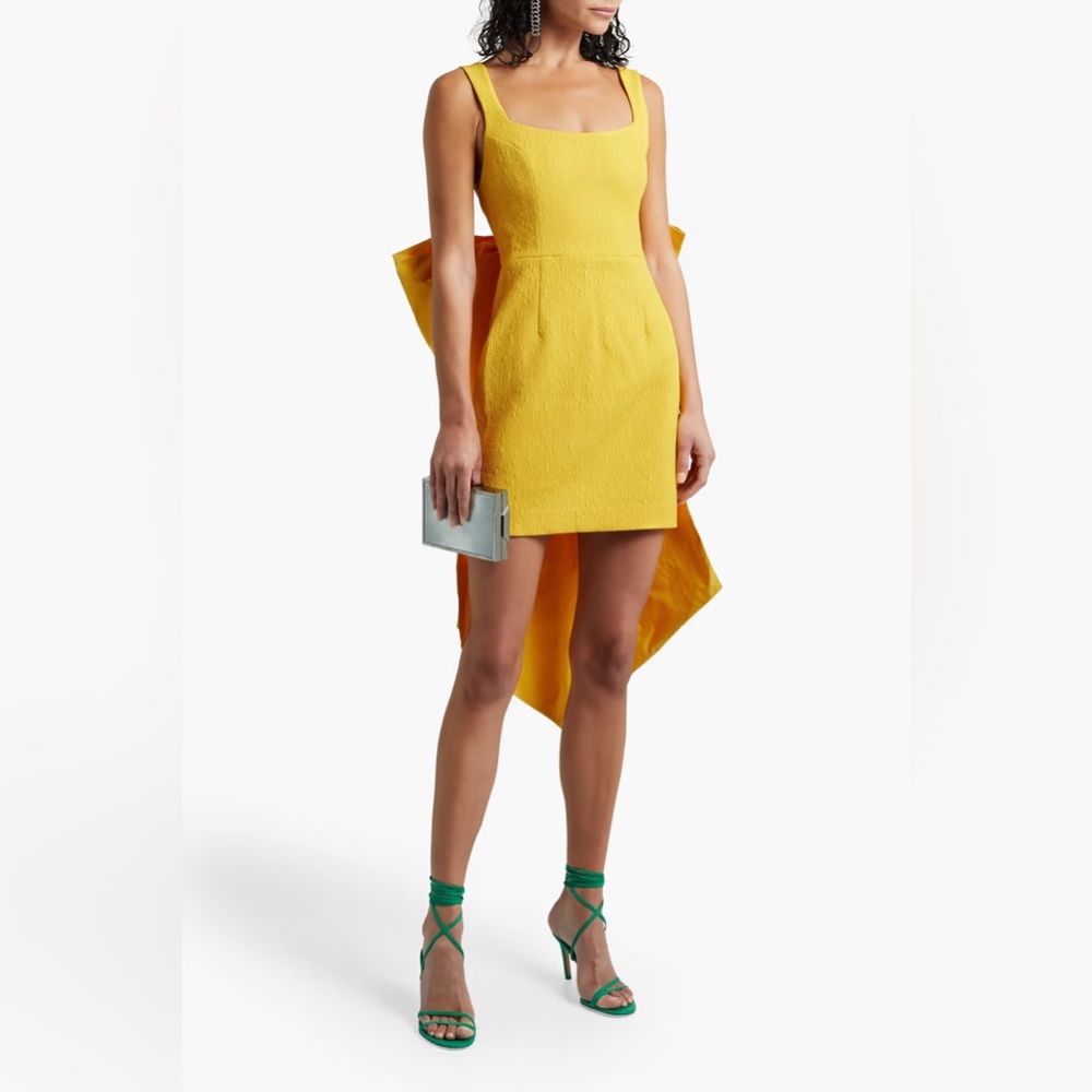 Rebecca Vallance Calla Bow-embellished Cloque Mini Dress